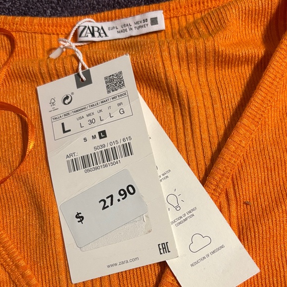 Orange Ribbed Button-Up Cardigan - Picture 4 of 8